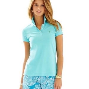 Lilly Pulitzer Women's Blue Island Polo Shirt Size XL